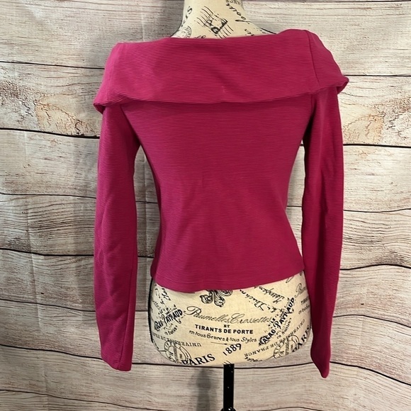 Anthropologie Maeve Off Shoulder Top Ribbed Collared Snap Front Long Sleeves XS - Picture 7 of 11